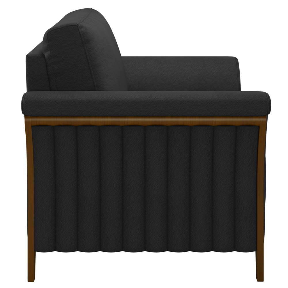 Kit 2 Poltronas Decorativas Sala de Estar 102cm Pés Madeira Roya M22 PU Preto - Mpozenato