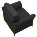 Kit 2 Poltronas Decorativas Sala de Estar 102cm Pés Madeira Roya M22 PU Preto - Mpozenato