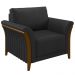 Kit 2 Poltronas Decorativas Sala de Estar 102cm Pés Madeira Roya M22 PU Preto - Mpozenato