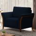 Kit 2 Poltronas Decorativas Sala de Estar 102cm Pés Madeira Roya M22 Veludo Azul Marinho - Mpozenato