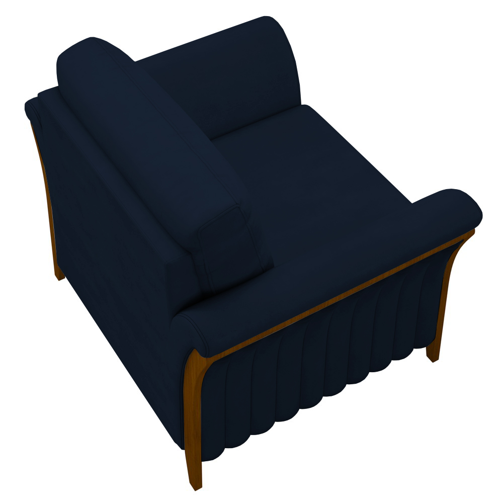Kit 2 Poltronas Decorativas Sala de Estar 102cm Pés Madeira Roya M22 Veludo Azul Marinho - Mpozenato