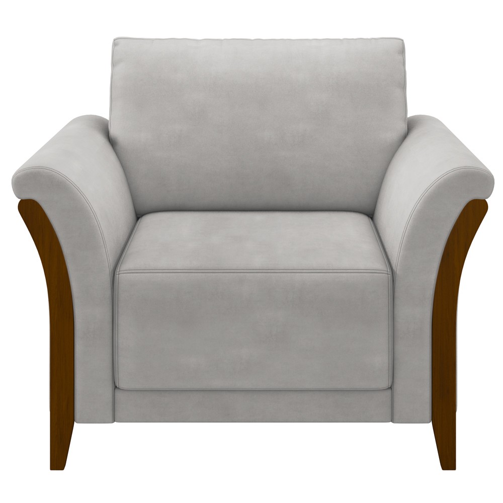 Kit 2 Poltronas Decorativas Sala de Estar 102cm Pés Madeira Roya M22 Veludo Cinza - Mpozenato