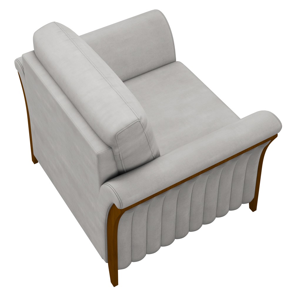Kit 2 Poltronas Decorativas Sala de Estar 102cm Pés Madeira Roya M22 Veludo Cinza - Mpozenato