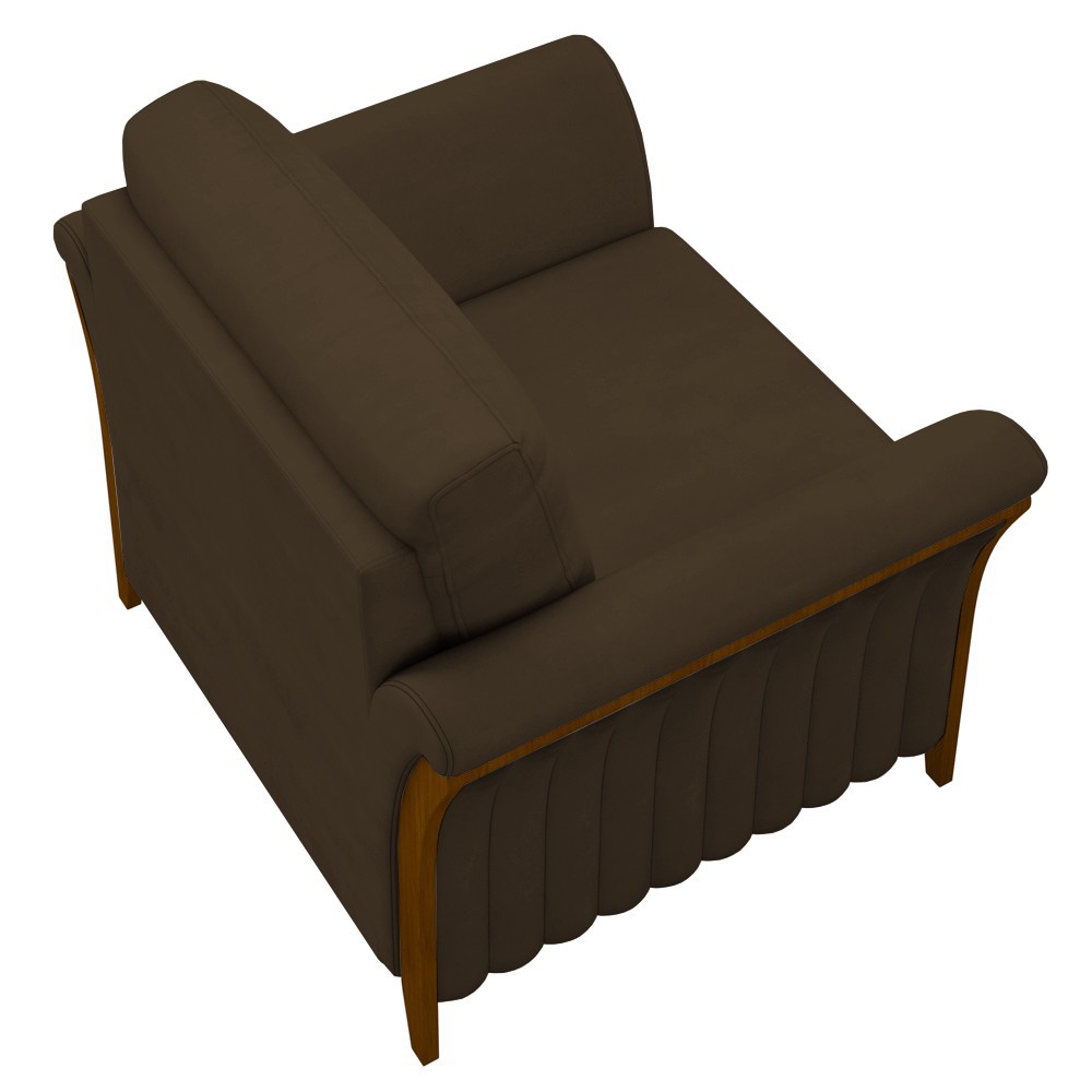 Kit 2 Poltronas Decorativas Sala de Estar 102cm Pés Madeira Roya M22 Veludo Marrom - Mpozenato