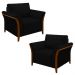 Kit 2 Poltronas Decorativas Sala de Estar 102cm Pés Madeira Roya M22 Veludo Preto - Mpozenato