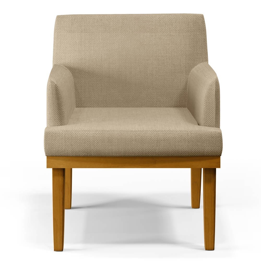 Kit 2 Poltronas Decorativas Vitória W01 Linho Bege Escuro - Mpozenato