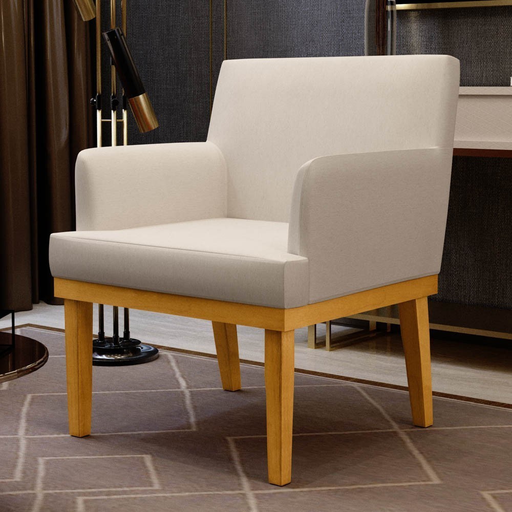 Kit 2 Poltronas Decorativas Vitória W01 Linho Cru - Mpozenato