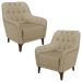 Kit 2 Poltronas Decorativas para Sala com Capitonê Pietà M22 Linho Bege - Mpozenato