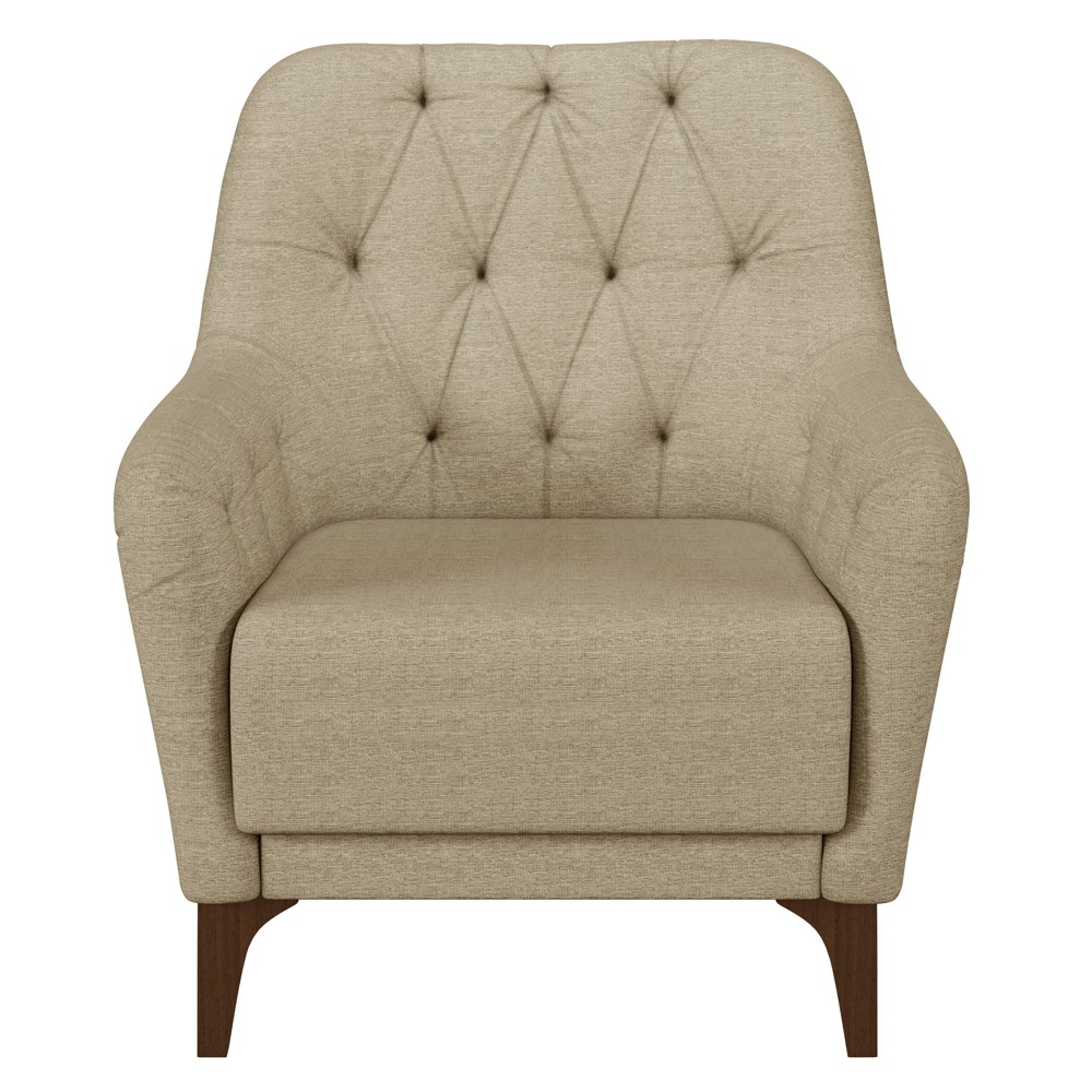 Kit 2 Poltronas Decorativas para Sala com Capitonê Pietà M22 Linho Bege - Mpozenato