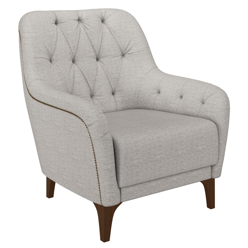 Kit 2 Poltronas Decorativas para Sala com Capitonê Pietà M22 Linho Cinza - Mpozenato