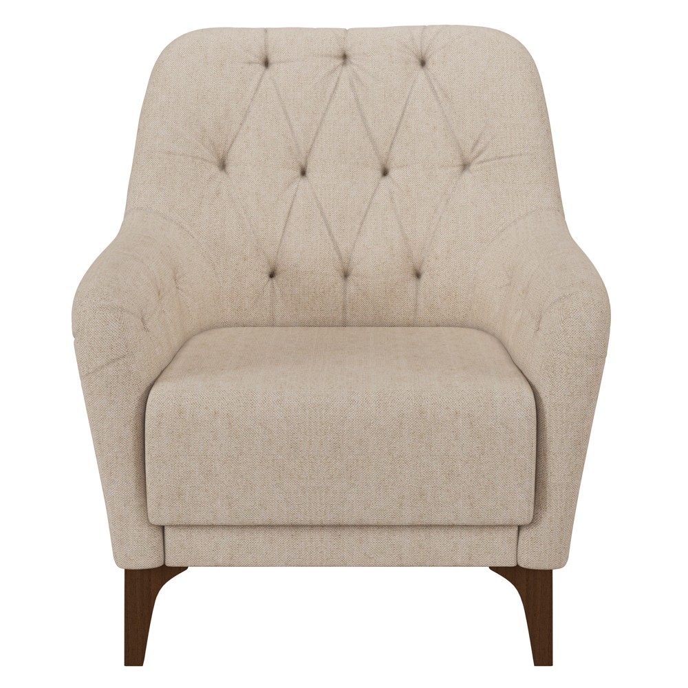 Kit 2 Poltronas Decorativas para Sala com Capitonê Pietà M22 Linho Cru - Mpozenato