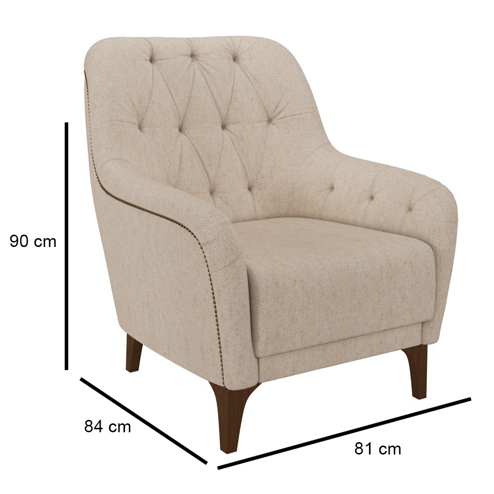 Kit 2 Poltronas Decorativas para Sala com Capitonê Pietà M22 Linho Cru - Mpozenato