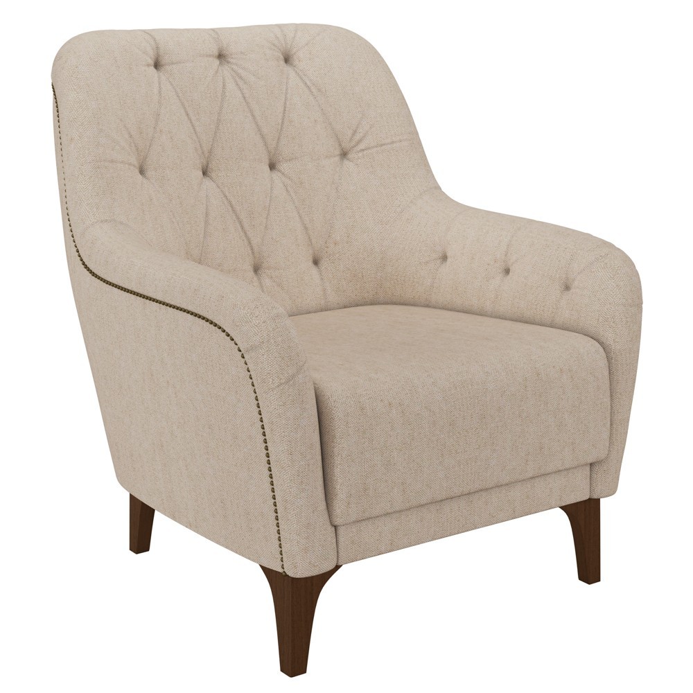Kit 2 Poltronas Decorativas para Sala com Capitonê Pietà M22 Linho Cru - Mpozenato