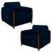Kit 2 Poltronas Decorativas para Sala de Estar 98cm Amaranto M22 Veludo Azul Marinho - Mpozenato