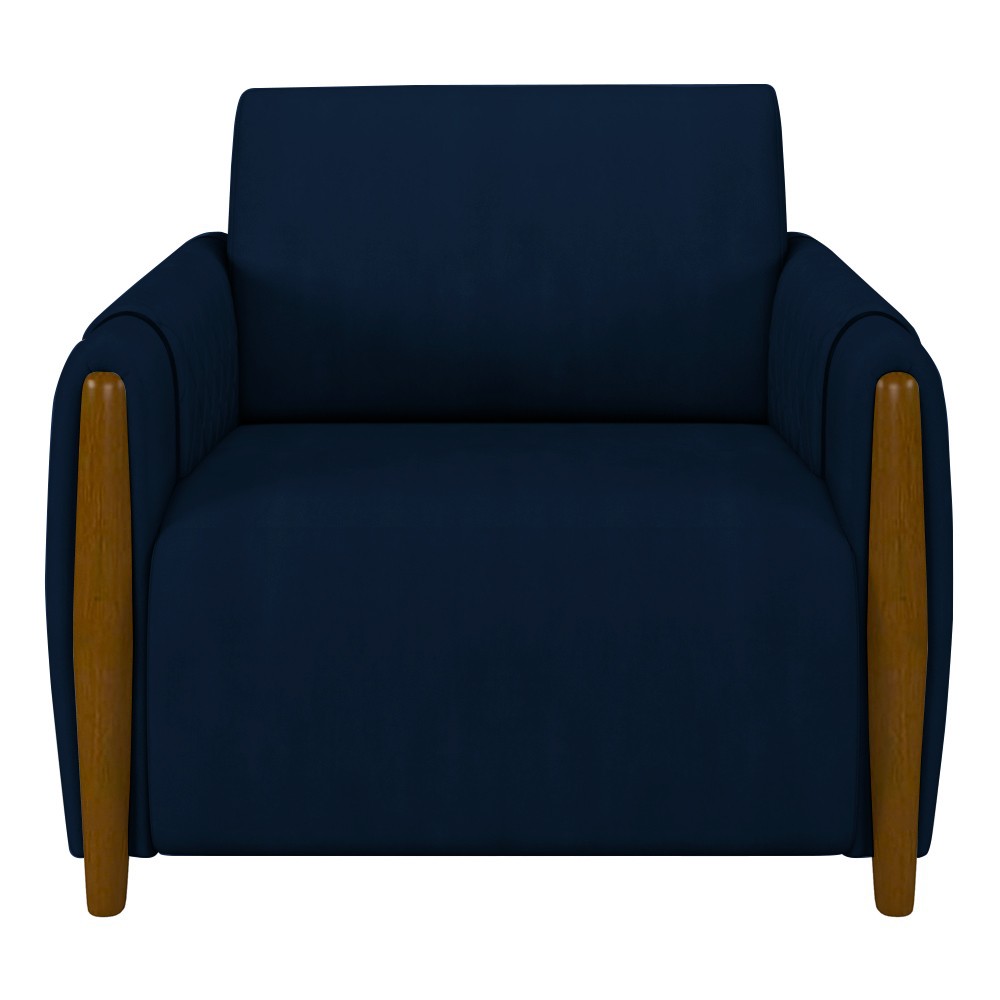 Kit 2 Poltronas Decorativas para Sala de Estar 98cm Amaranto M22 Veludo Azul Marinho - Mpozenato