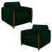 Kit 2 Poltronas Decorativas para Sala de Estar 98cm Amaranto M22 Veludo Verde - Mpozenato