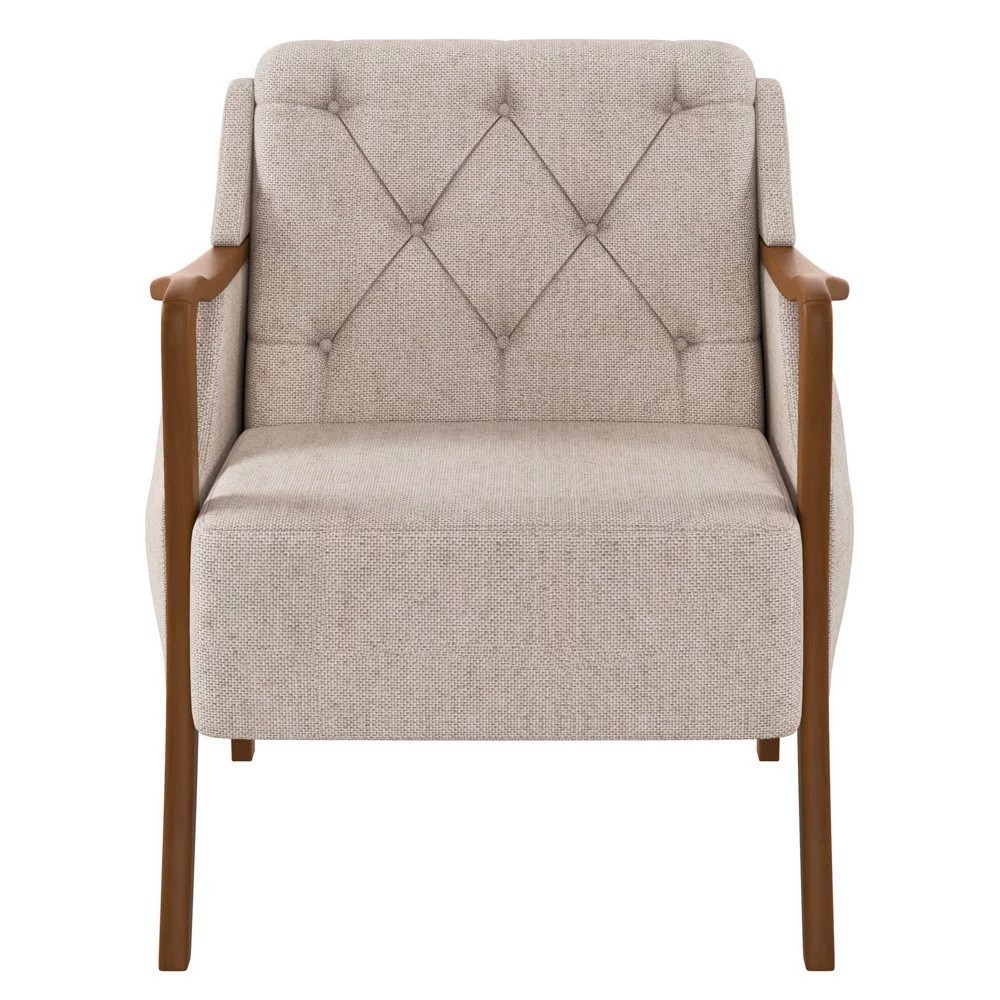 Kit 2 Poltronas Decorativas para Sala de Estar Capitonê Lapa M22 Linho Cinza - Mpozenato