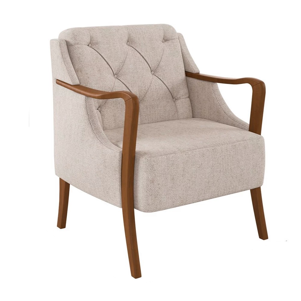 Kit 2 Poltronas Decorativas para Sala de Estar Capitonê Lapa M22 Linho Cinza - Mpozenato