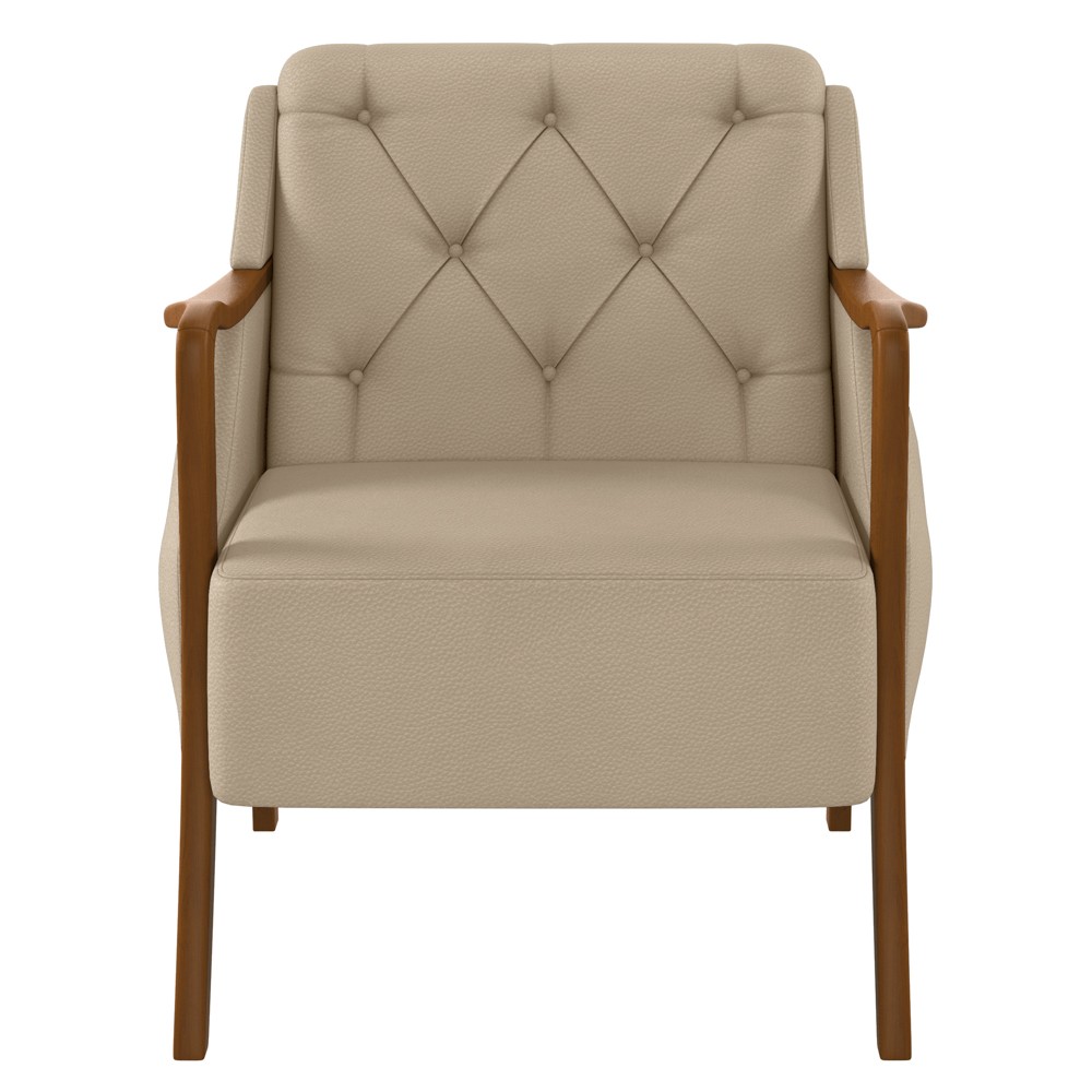 Kit 2 Poltronas Decorativas para Sala de Estar Capitonê Lapa M22 PU Bege - Mpozenato