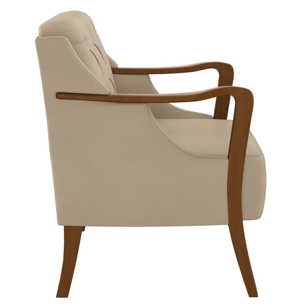 Kit 2 Poltronas Decorativas para Sala de Estar Capitonê Lapa M22 PU Bege - Mpozenato