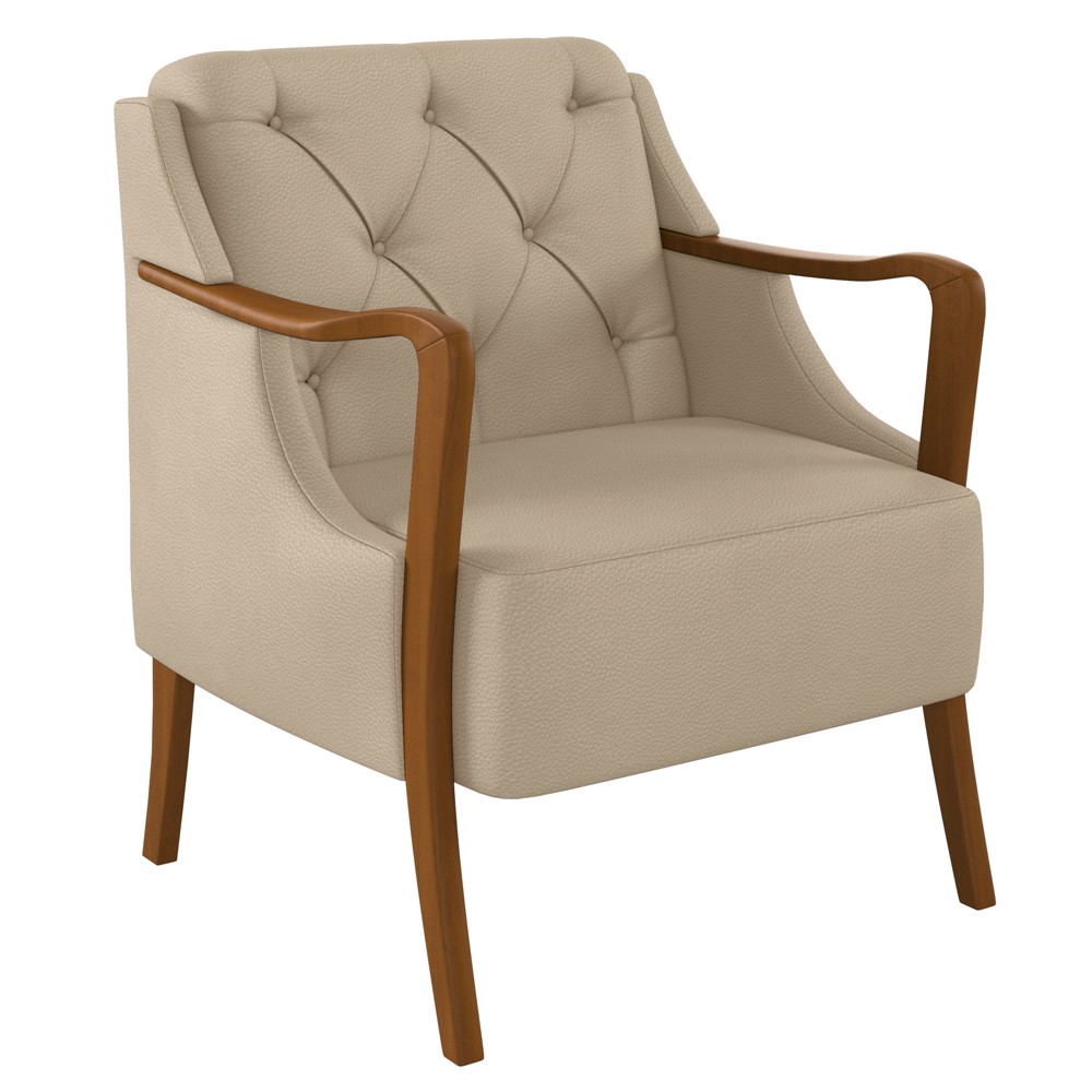 Kit 2 Poltronas Decorativas para Sala de Estar Capitonê Lapa M22 PU Bege - Mpozenato