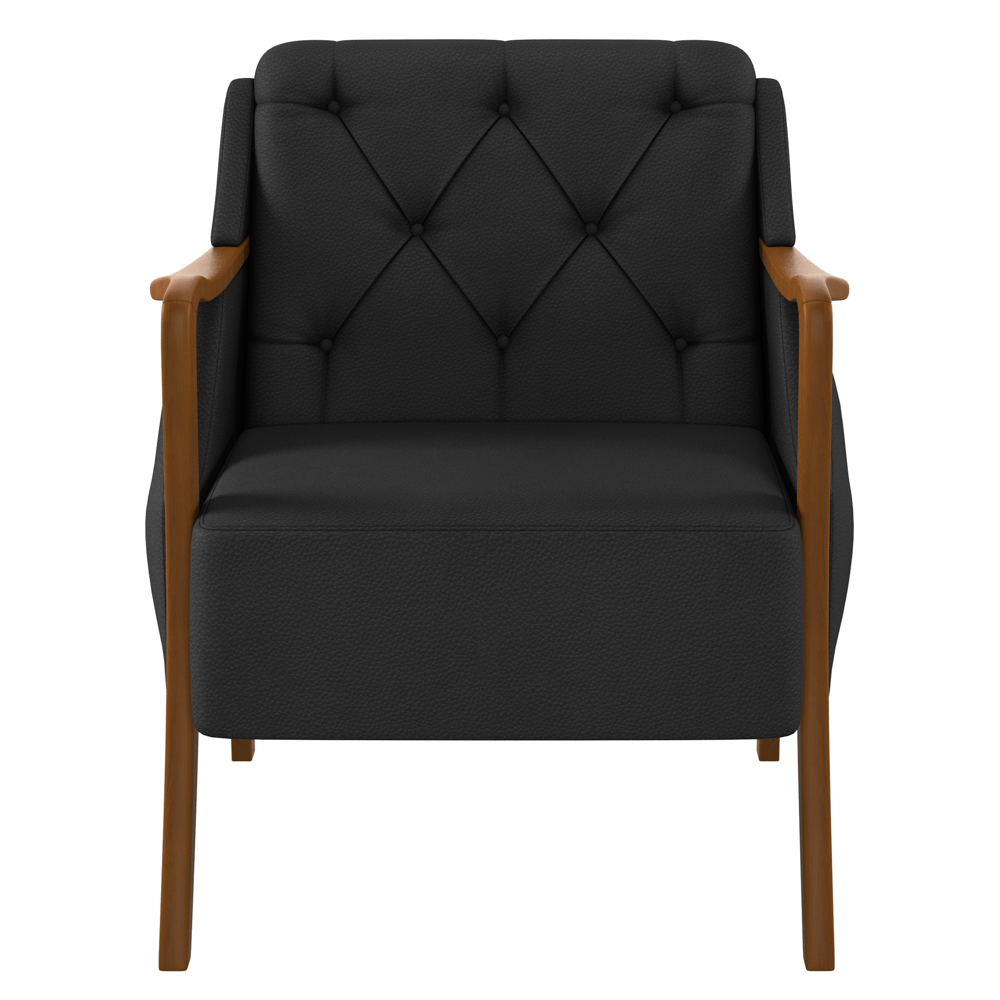 Kit 2 Poltronas Decorativas para Sala de Estar Capitonê Lapa M22 PU Preto - Mpozenato