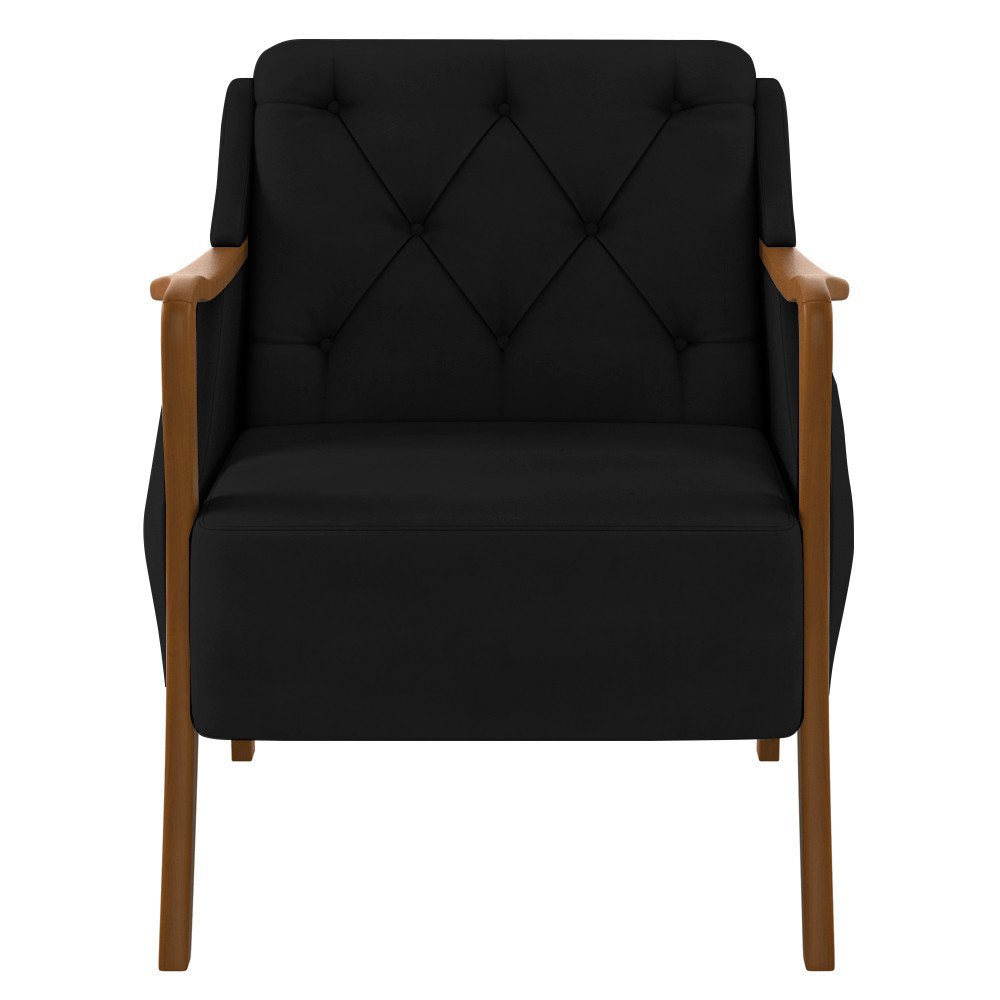 Kit 2 Poltronas Decorativas para Sala de Estar Capitonê Lapa M22 Veludo Preto - Mpozenato
