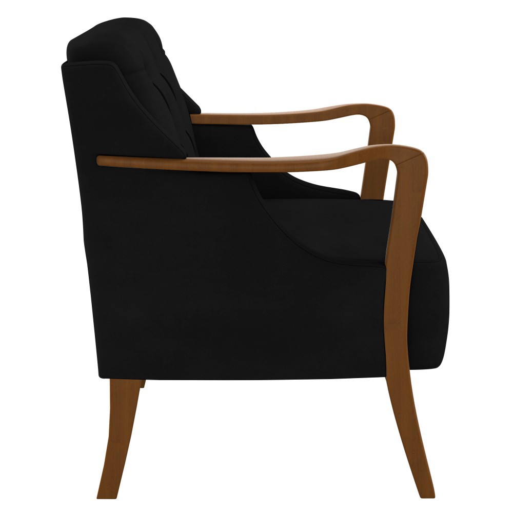 Kit 2 Poltronas Decorativas para Sala de Estar Capitonê Lapa M22 Veludo Preto - Mpozenato