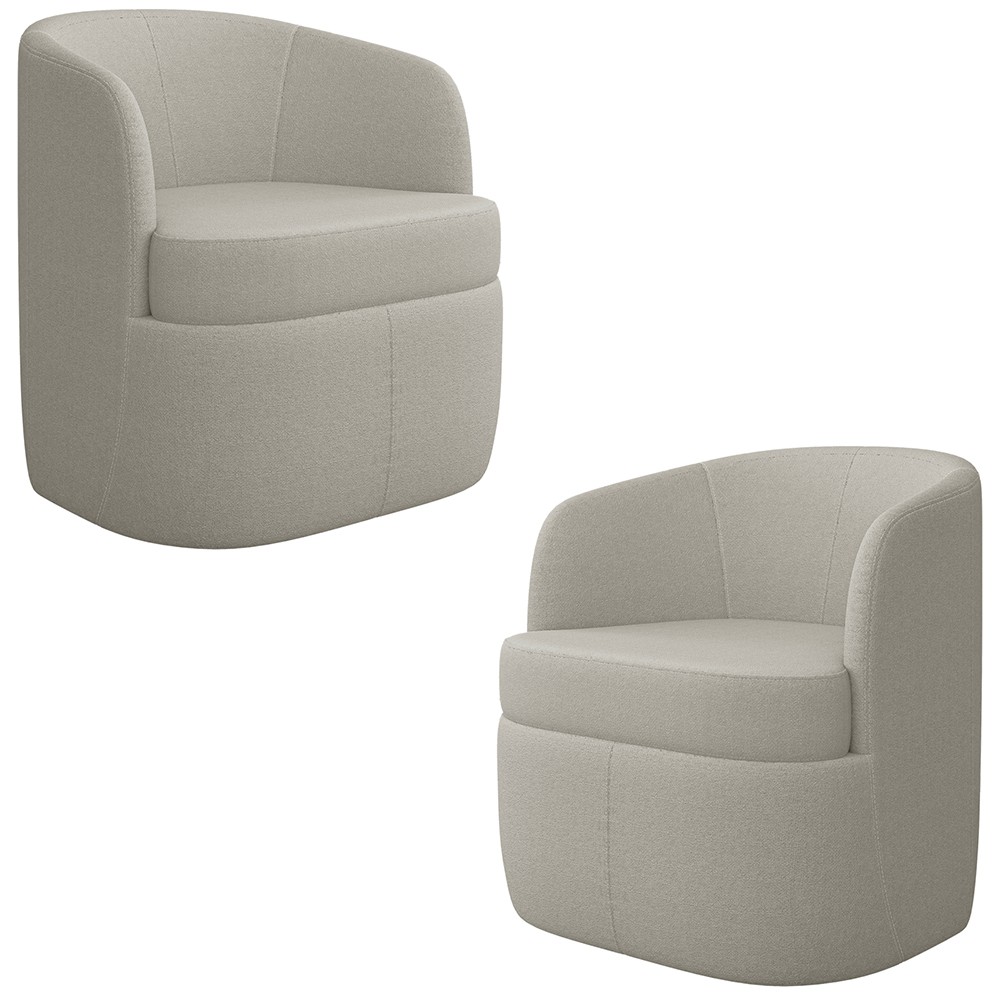 Kit 2 Poltronas Giratória Decorativa para Sala Dandara Z08 Boucle Bege - Mpozenato