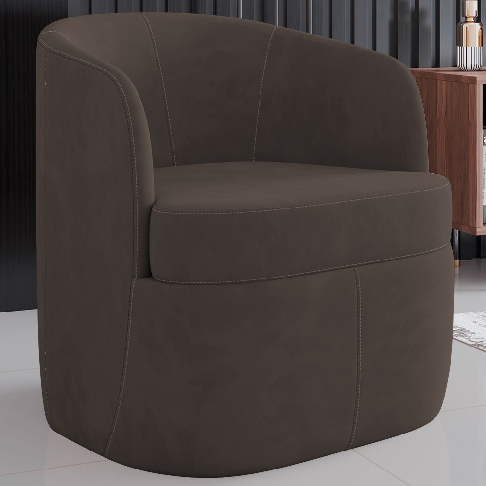 Kit 2 Poltronas Giratória Decorativa para Sala Dandara Z08 Veludo Marrom - Mpozenato