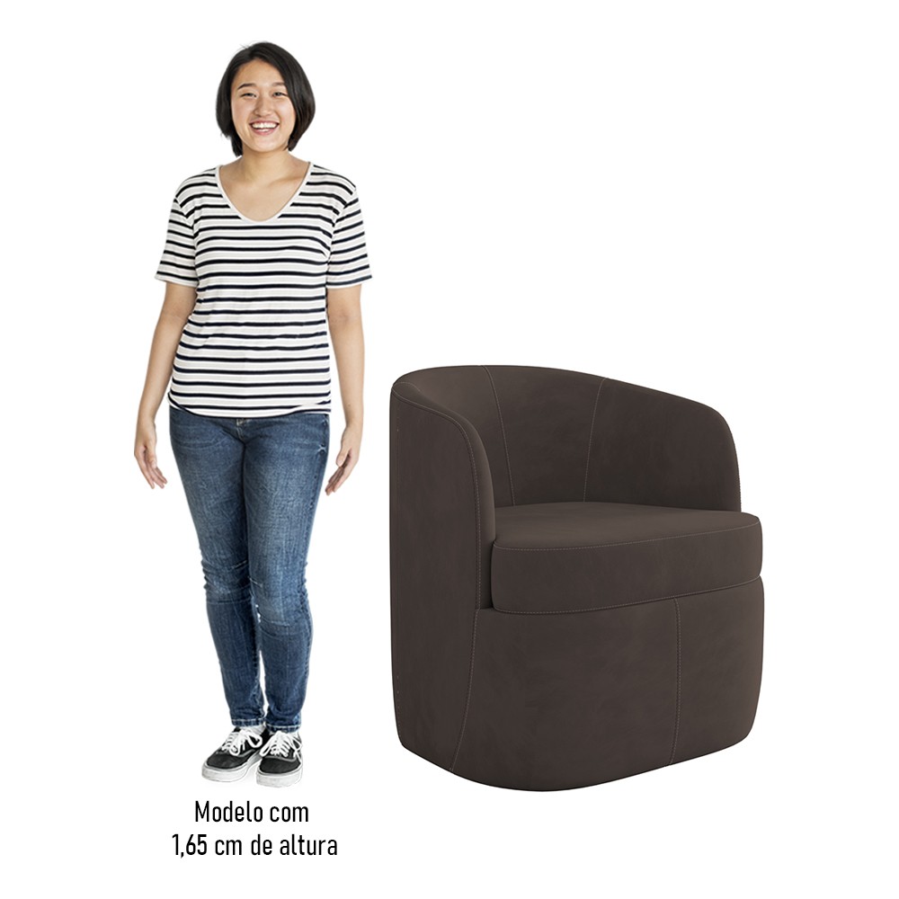 Kit 2 Poltronas Giratória Decorativa para Sala Dandara Z08 Veludo Marrom - Mpozenato