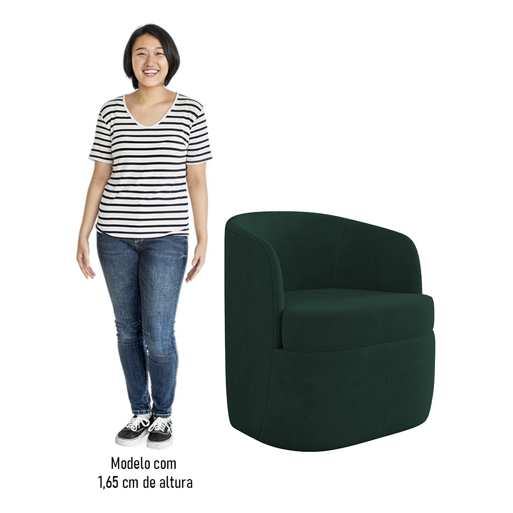 Kit 2 Poltronas Giratória Decorativa para Sala Dandara Z08 Veludo Verde - Mpozenato