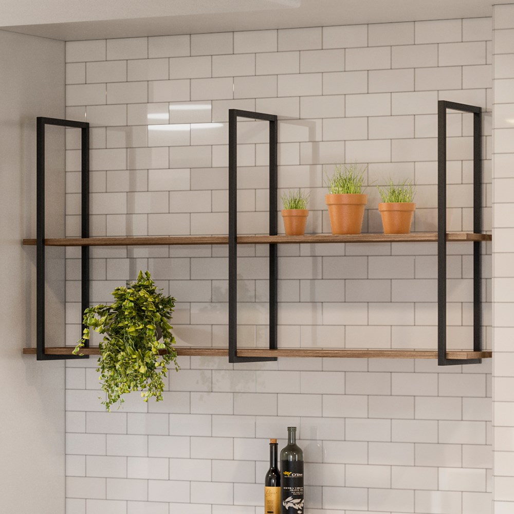 Kit 2 Prateleiras Decorativas Multiuso Grande Estilo Industrial Loft D09 Demolição - Mpozenato