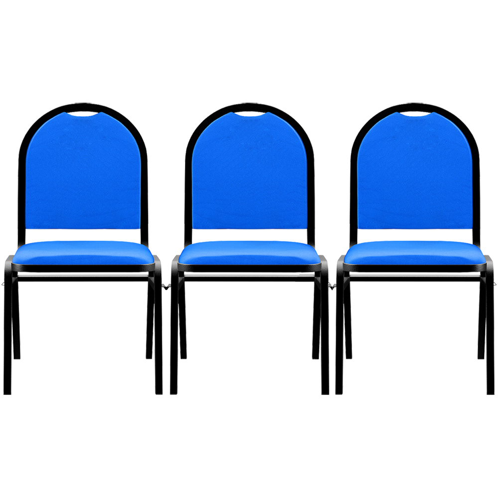 Kit 3 Cadeiras Hoteleiras Auditório Empilhável Sintético M23 Azul - Mpozenato