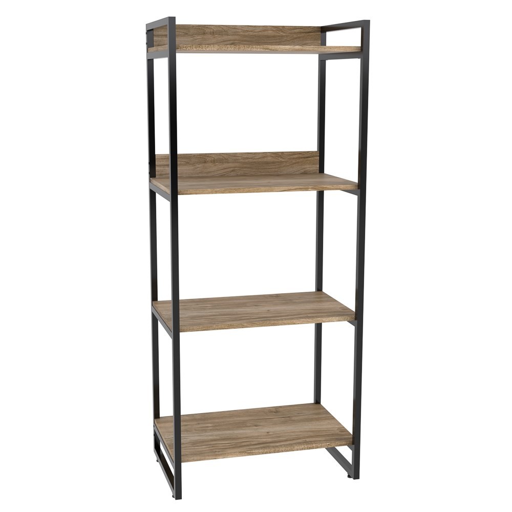 Kit 3 Estante Livreiro Multiuso Prisma Estilo Industrial 60cm 4 Prateleiras C08 Carvalho - Mpozenato