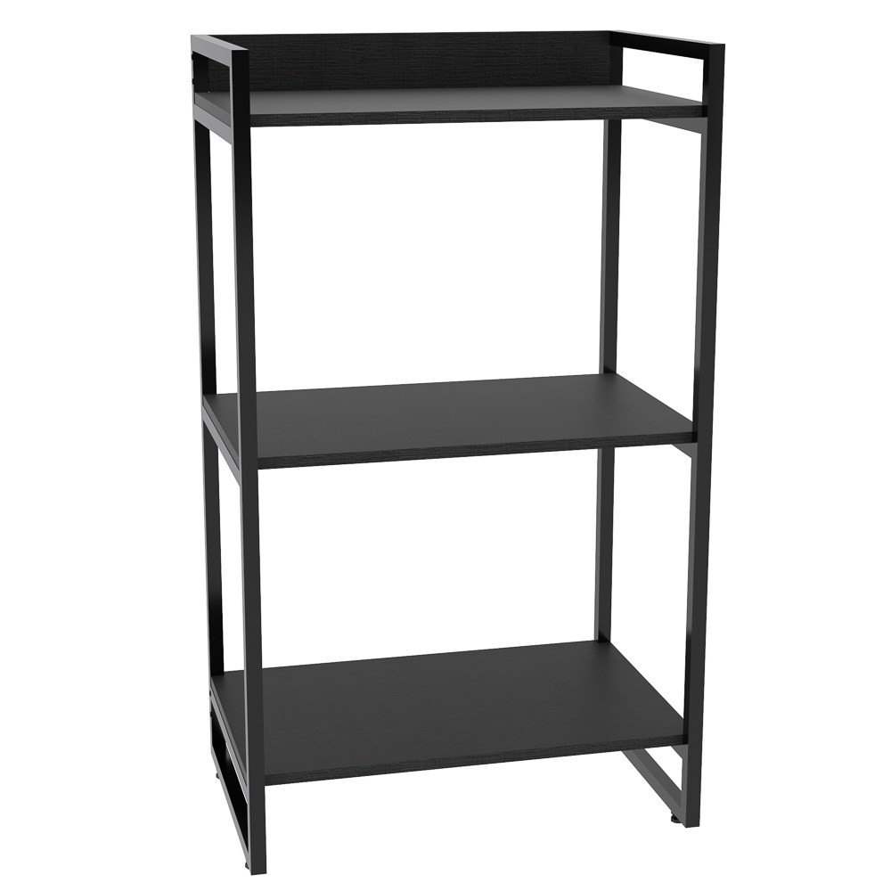 Kit 3 Estantes Livreiro Multiuso Prisma Estilo Industrial 60cm 3 Prateleiras C08 Preto Onix - Mpozenato