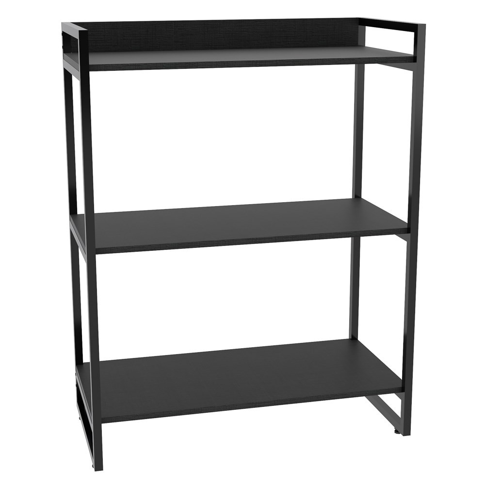 Kit 3 Estantes Livreiro Multiuso Prisma Estilo Industrial 80cm 3 Prateleiras C08 Preto Onix - Mpozenato