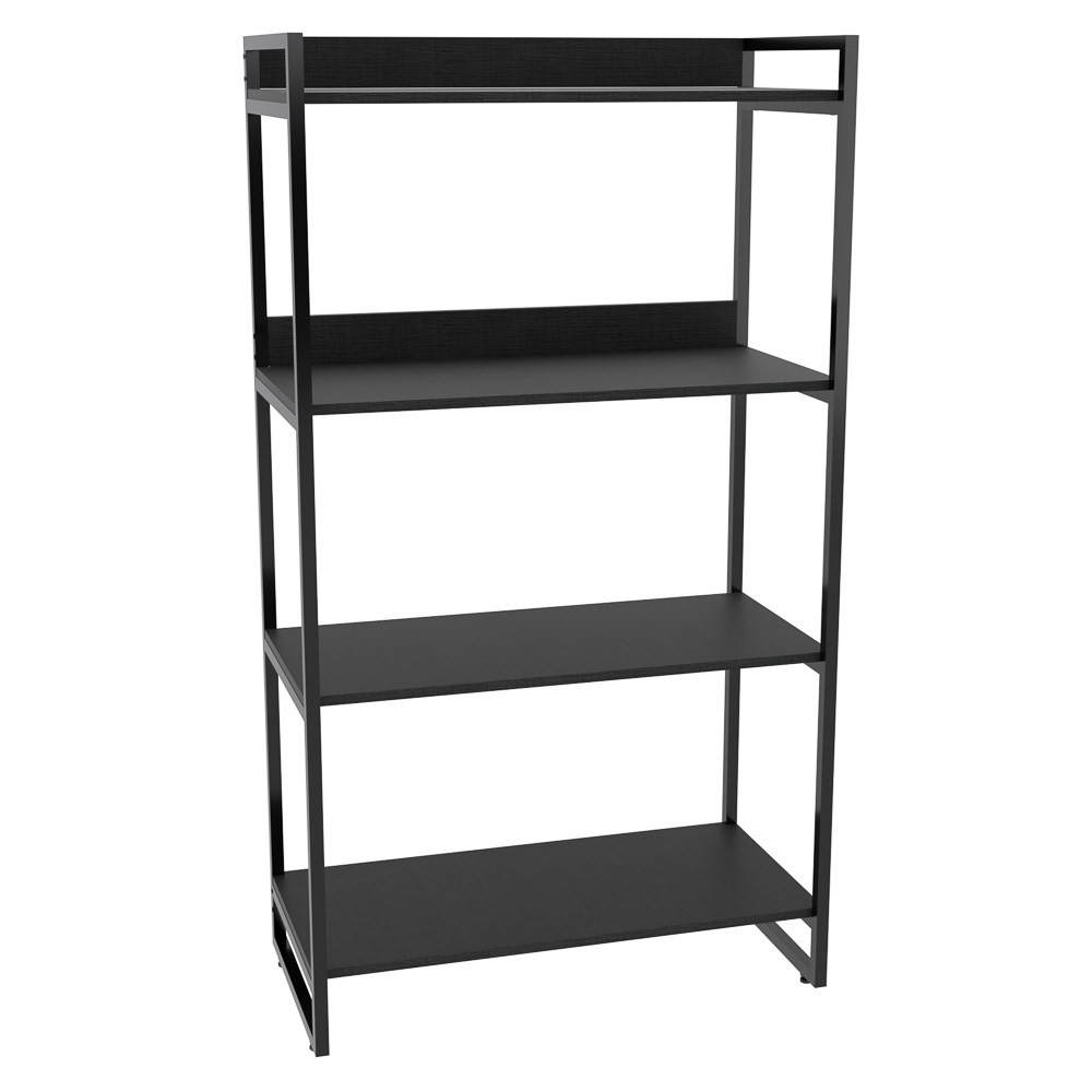 Kit 3 Estantes Livreiro Multiuso Prisma Estilo Industrial 80cm 4 Prateleiras C08 Preto Onix - Mpozenato
