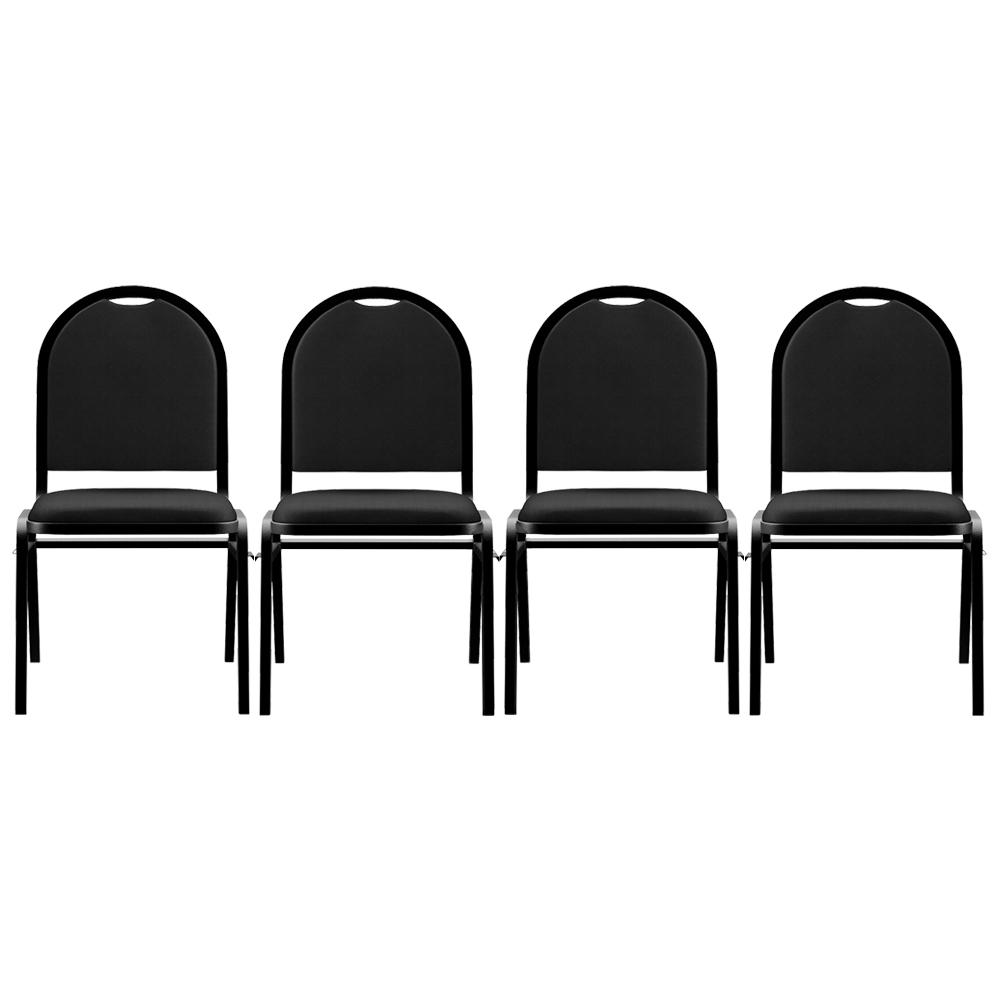 Kit 4 Cadeiras Hoteleiras Auditório Empilhável Sintético Z33 Preto - Mpozenato