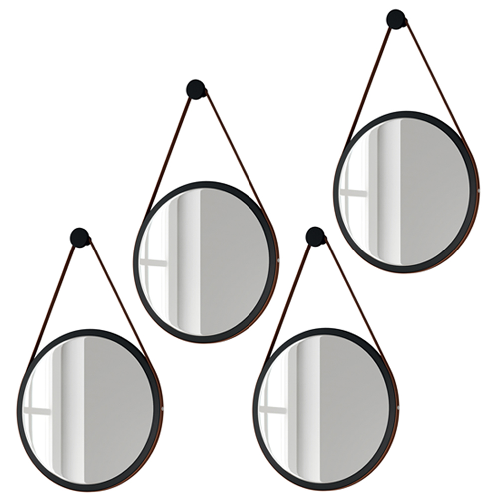 Kit 4 Espelhos Decorativos Redondos 67cm Com Alça Adnet Escandinavo H01 Preto - Mpozenato