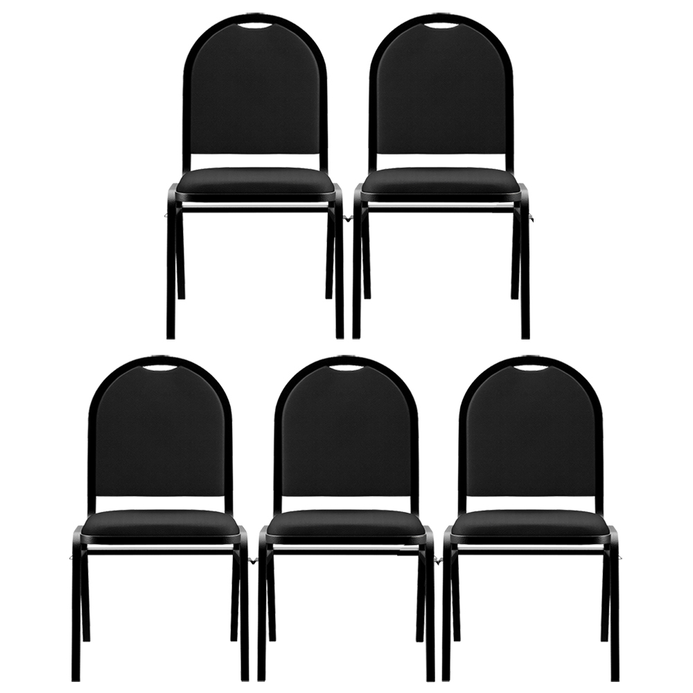Kit 5 Cadeiras Hoteleiras Auditório Empilhável Sintético M23 Preto - Mpozenato
