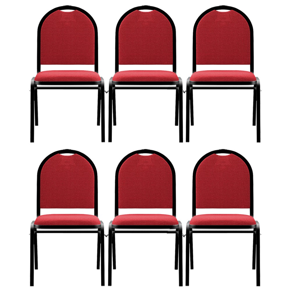 Kit 6 Cadeiras Hoteleiras Auditório Empilhável Linho M23 Vermelho - Mpozenato