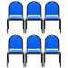 Kit 6 Cadeiras Hoteleiras Auditório Empilhável Sintético M23 Azul - Mpozenato