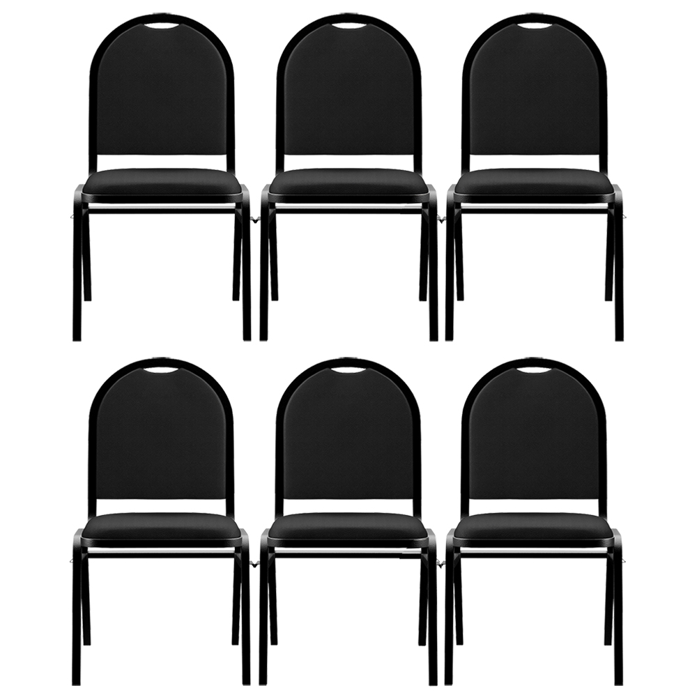 Kit 6 Cadeiras Hoteleiras Auditório Empilhável Sintético Z33 Preto - Mpozenato