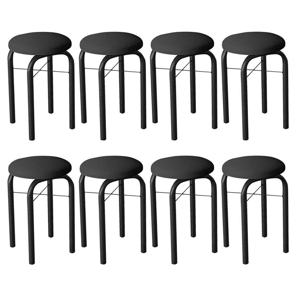 Kit 8 Banquetas Baixas para Cozinha em Aço Manu Sintético I01 Preto - Mpozenato