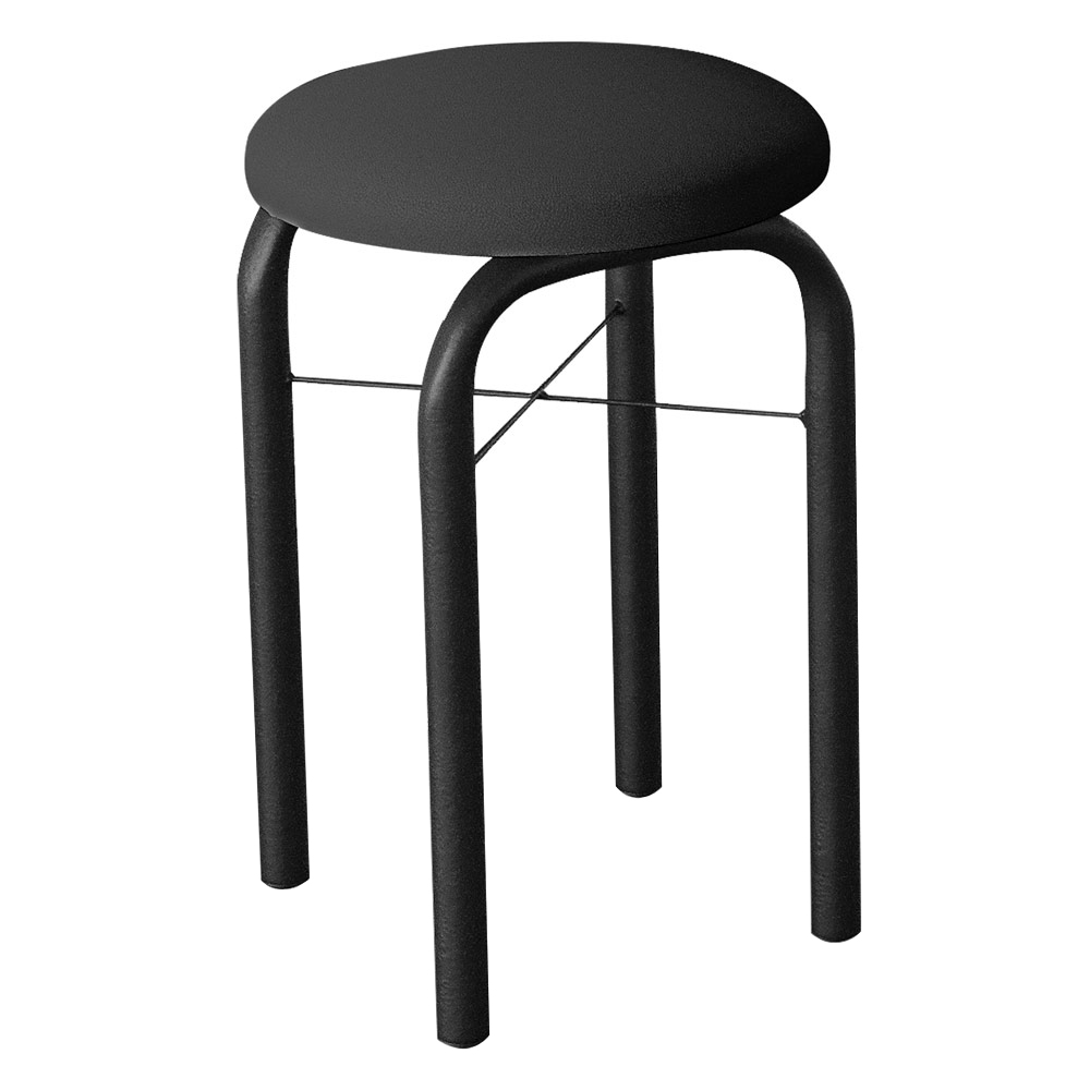 Kit 8 Banquetas Baixas para Cozinha em Aço Manu Sintético I01 Preto - Mpozenato