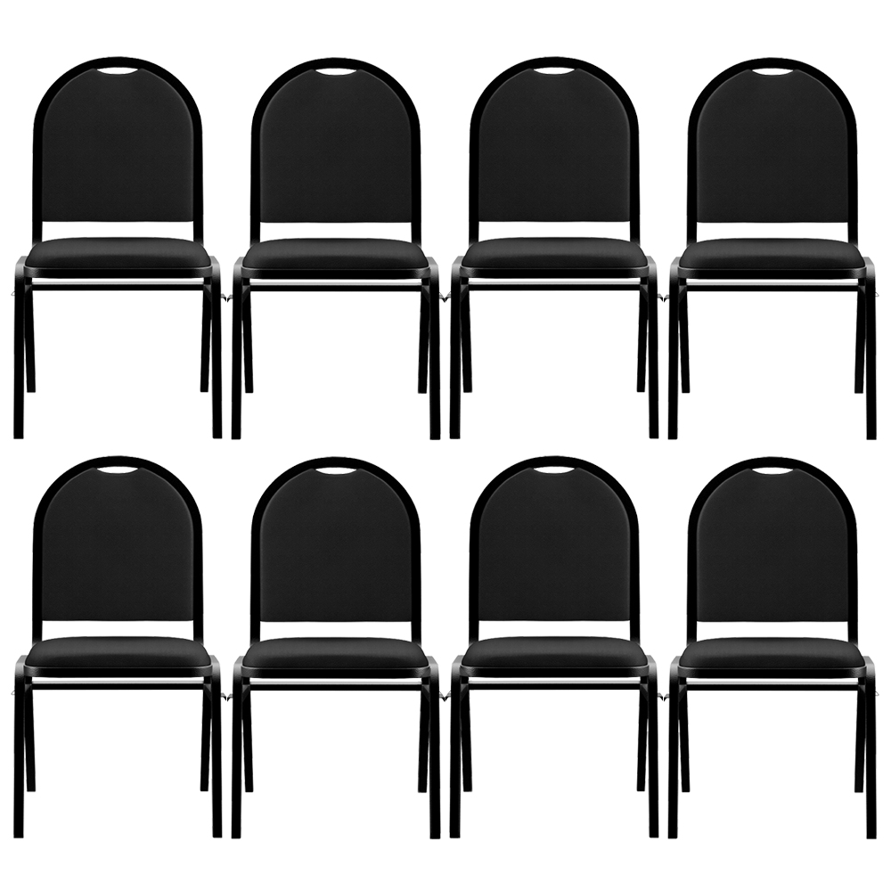 Kit 8 Cadeiras Hoteleiras Auditório Empilhável Sintético Z33 Preto - Mpozenato