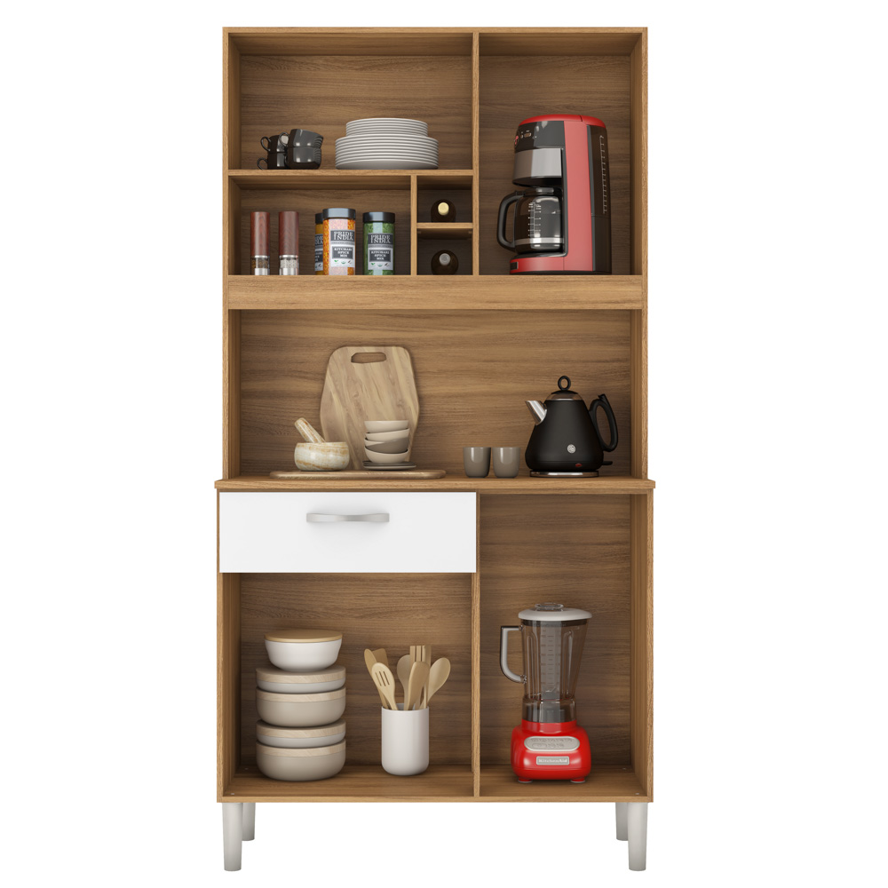 Kit Cozinha Compacta 4 Portas 1 Gaveta Malta D02 Amendola/Branco - Mpozenato