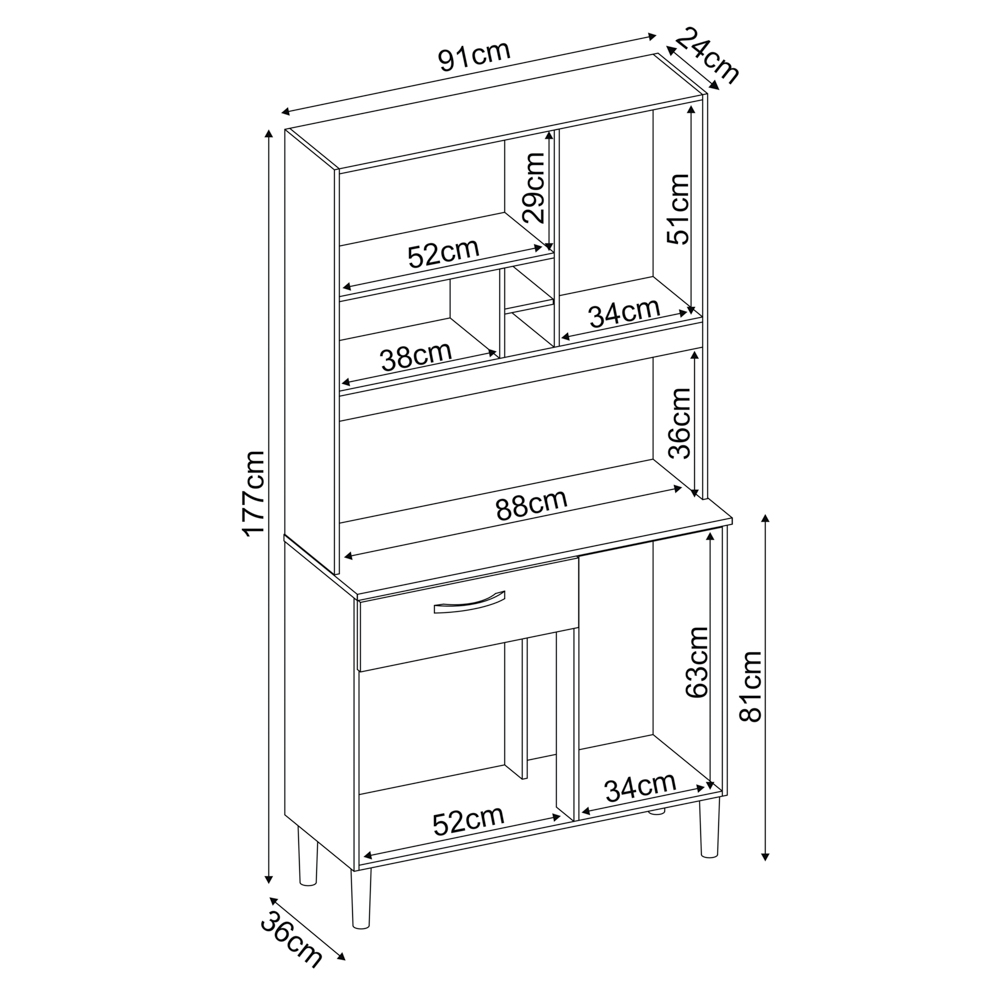 Kit Cozinha Compacta 4 Portas 1 Gaveta Malta D02 Amendola/Branco - Mpozenato