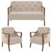 Kit Namoradeira 135cm e 2 Poltronas Decorativas Capitonê Lapa M22 Linho Cinza - Mpozenato